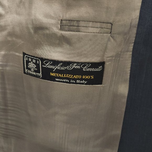 Hugo Boss 1881 Cerruti Metallizzato 100s Blue Gray Wool Suit - Picture 5 of 6